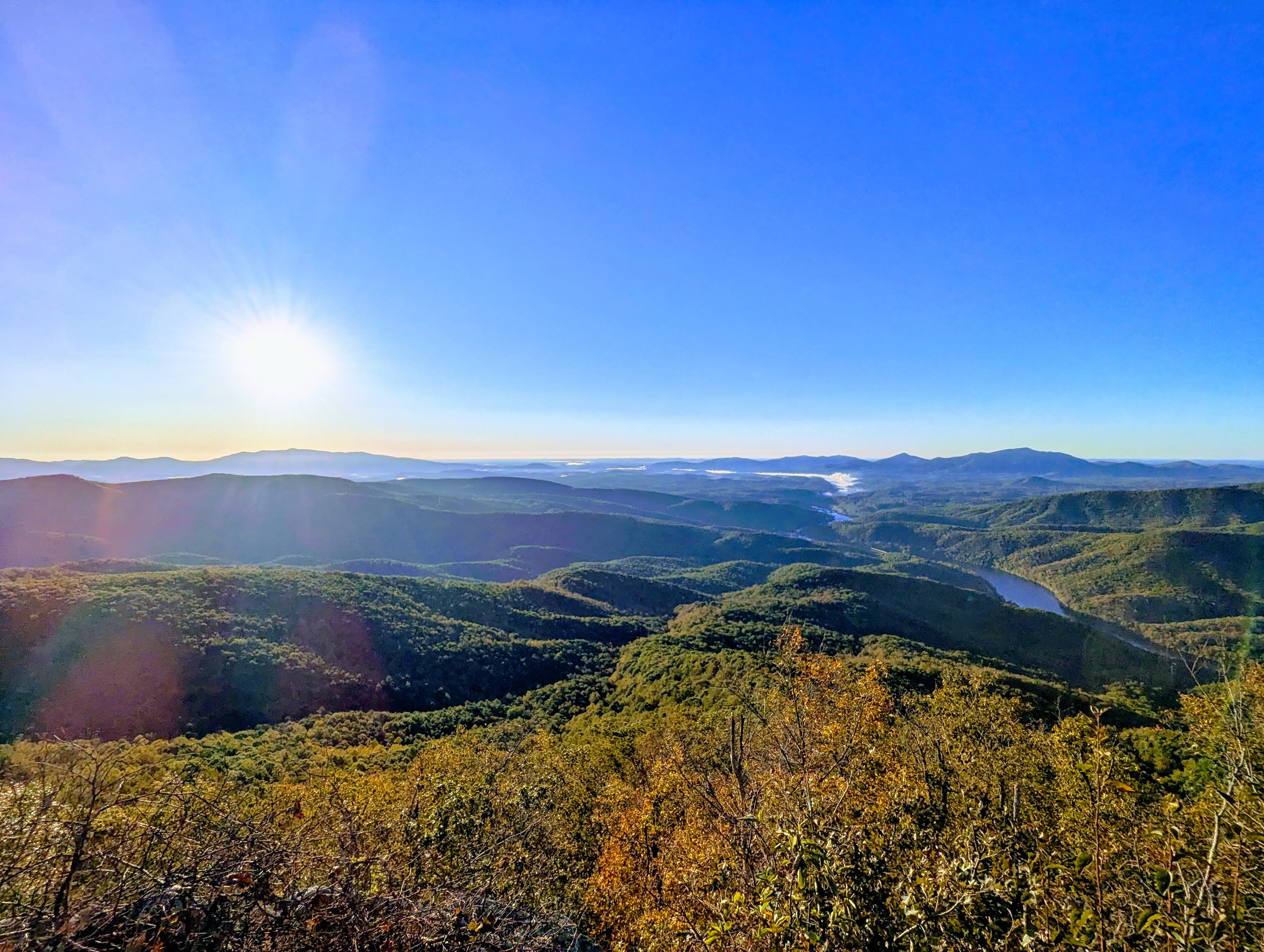 Clear skies over the piedmont and James River. 
