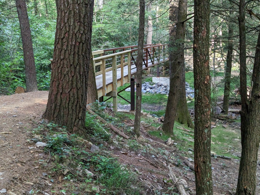 New trail bridge just before the Wolf Ridge Aid Station
